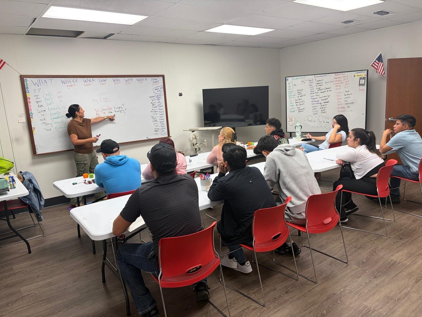 Teacher Angie teaching classroom